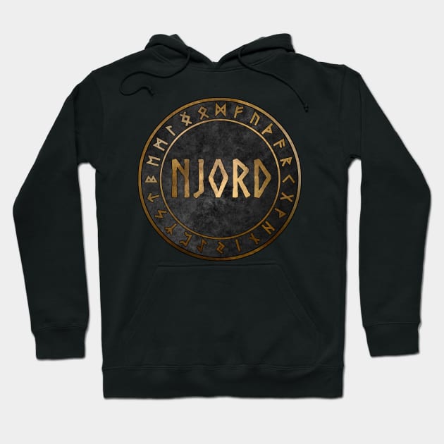 Njord Norse God of the Sea Viking Runes Hoodie by AgemaApparel